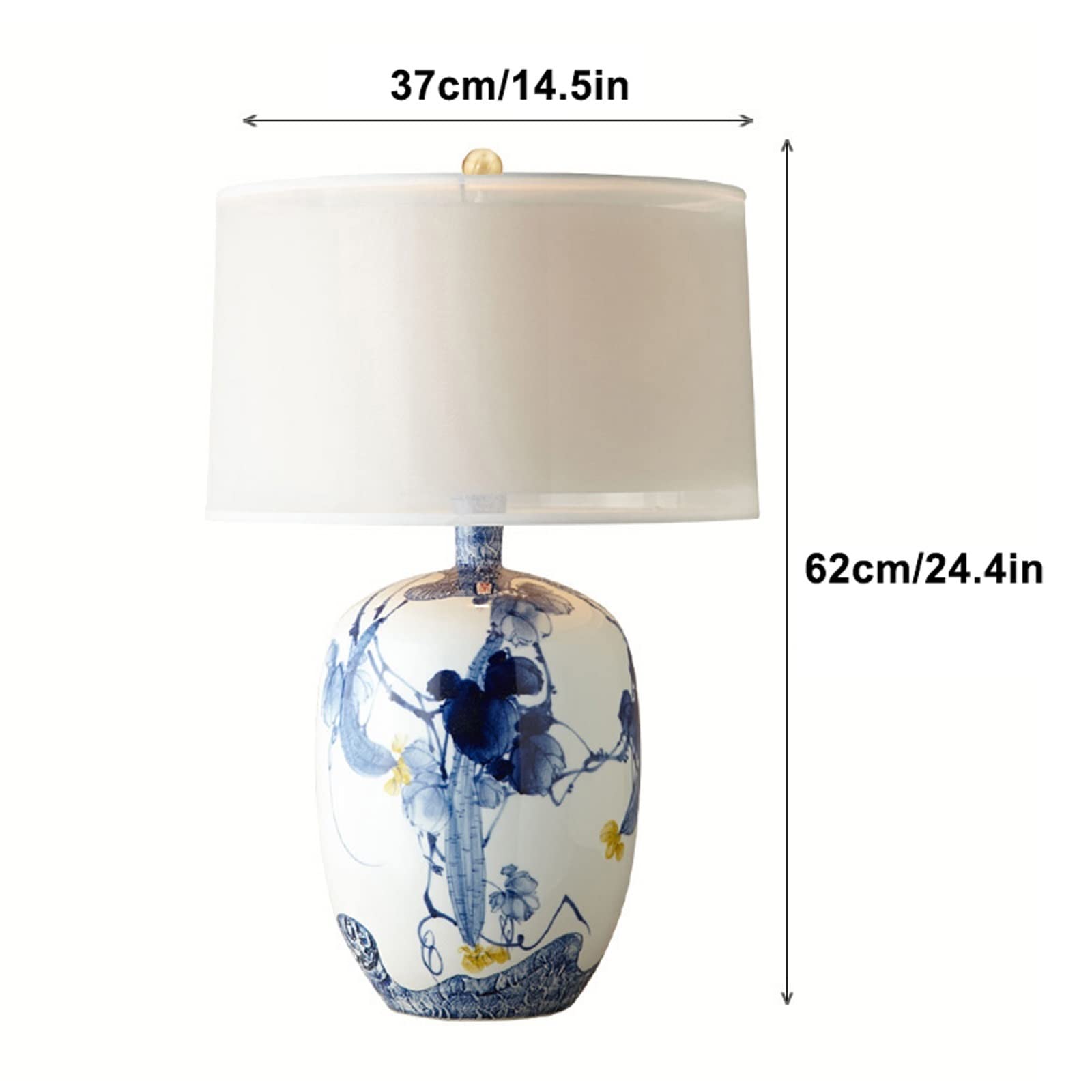 XANAYXWJ Lampada Lampada da Letto Lampade da Tavolo retrò Lampade da Comodino in Ceramica con Paralume in Tessuto Lampade da Comodino Cinesi per casa Ufficio Lampada da Studio Bar, Lampada da Tavolo