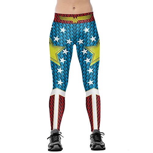 Jumppmile WomenJumppmile Women Printed Star Pattern Leggings Funny Costume Tights Colorblock, 02-Stars, Medium