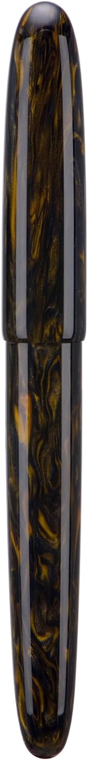 Asvine C80 Fountain Pen #8 Fine Nib Large Handcraft Pen with Converter Pen Case Collection Set (Brown Gold)