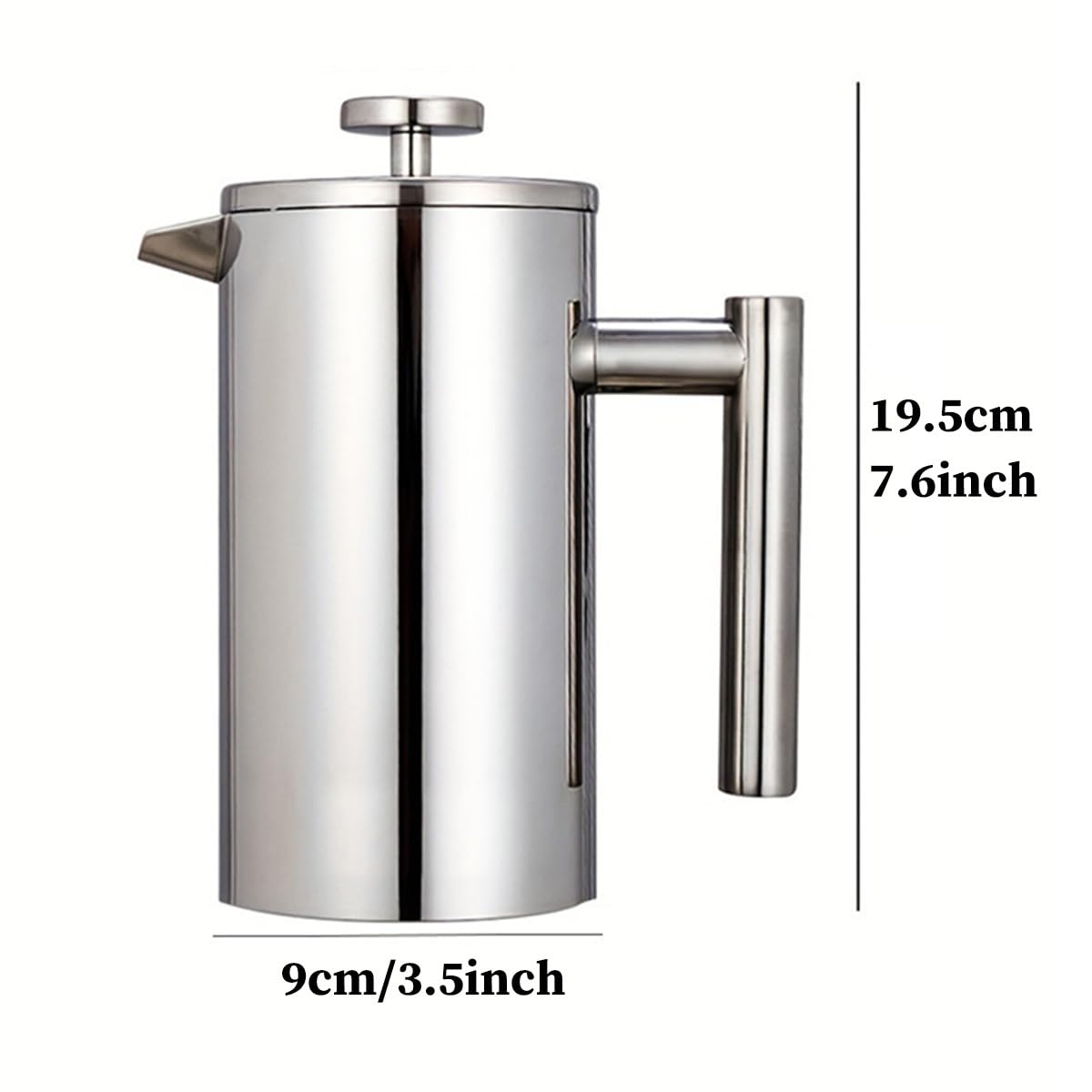Ekspres Do Kawy Typu French Press Z 3-warstwowym Systemem Filtrów, Dzbanek Do Parzenia Kawy Z Podwójnymi Ściankami Ze Stali Nierdzewnej, 1 Łyżeczką Do Kawy(/Silver B,700ml)