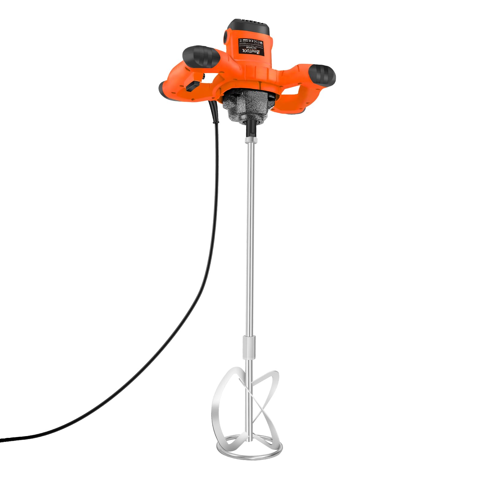 Miscelatore portatile per calcestruzzo da 2600 W, miscelatore per malta elettrico, miscelatore industriale per cemento portatile con asta, 6 velocità, per miscelare cemento e colore, arancione