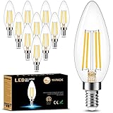 Cotanic E12 LED Bulb Dimmable 3000K Soft White, LED Candelabra Bulbs 60Watt Equivalent, Small Base Type B Light Bulbs, Candle Shape Chandelier Light Bulbs Clear Glass, 600LM, 10 Pack