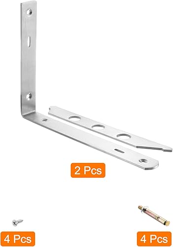 Miniatura 3 de uxcell Shelf Brackets, 2Pcs 12" x 1.2" - Stainless Steel Solid Triangle Bracket with Screws, Removable Support L Brackets for DIY Floating Table