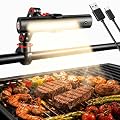 BBQ Grill Light Designed for Blackstone & Weber Grill, Blackstone Griddle Accessories, Rechargeable LED Light for Outdoor Grill Lighting, Smoker BBQ Grilling Gift for Men & Dad (Silver Gray)