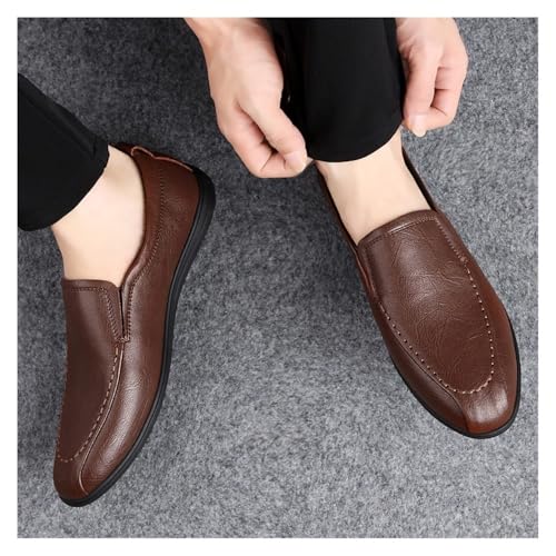 Mens Slip-on Vegan Leather Comfortable Lightweight Classic Loafers Round Toe Breathable Flexible3