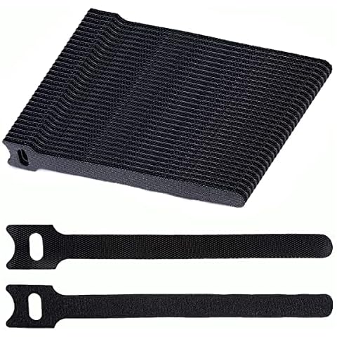 MINUSWIRE Adjustable Cable Straps, 100 PCS Reusable Cable Ties Straps, Hook and Loop Tidy Wraps for PC Cable Management, Organizing Cords (Black) Cover