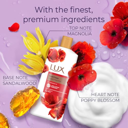 LUX-Secret-Poppy-Body-Wash-with-Bergamot-Oil-Gentle-Soothing-Shower-Gel-Nourishing-Body-Cleanser-Aromatic-Fragrance-Bath-Soap-Pack-of-1-600-ml