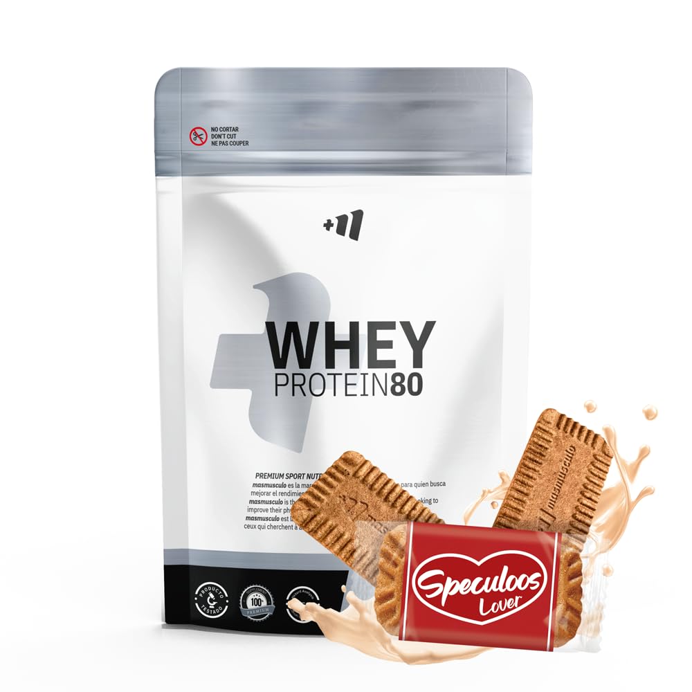 MASmusculo - Whey Protein 80 - Pot de 1 Kg - Whey Protein - Shake pour gagner de la masse musculaire - Aide à la récupération musculaire - Saveur Speculoos Lover