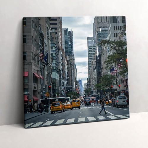 Taxi de rue à New York Toile 60x60cm Tableau Peinture Décoration Murale Art