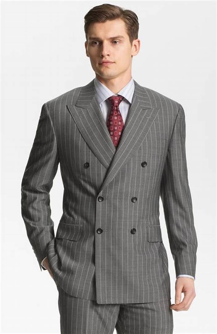 Uomo Stripe Due Pezzi Vestito Picco Risvolto Sposo Smoking Giacca da Sposa Pantaloni