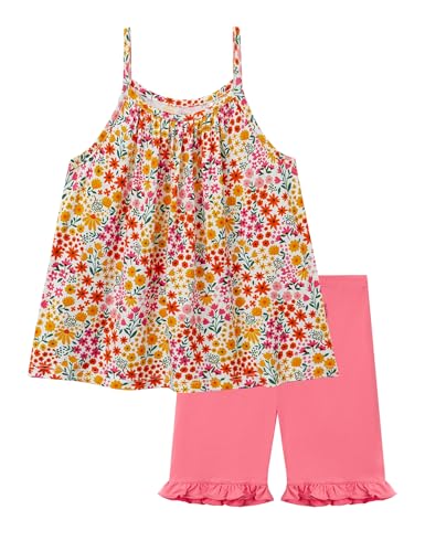 Image of Toddler Kid Girls Summer Outfits Sleeveless Shirt and Ruffled Shorts Set, Viscose from Bamboo