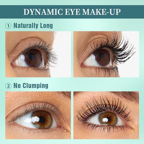 Mascara Black Volume and Length Waterproof, False Lash Effect Mascara Natural Thick Curled Eyelashes, No Clumping & No Smudging & No Flaking, Soft Fibre Brush Easy To Use Lasting All Day 10ml - Image 4