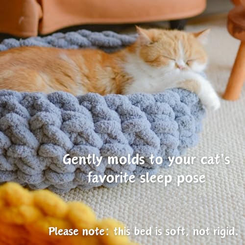 Cat Nest Bed – Premium Handwoven Washable Extra Soft Round Cave House for Indoor Kitten & Kitty, Small & Large (Cloud White,Medium) - Image 3