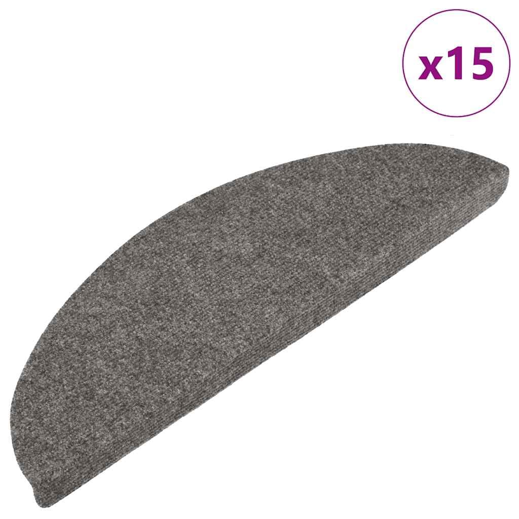 Stufenmatten Selbstklebend 15 Stück 56x17x3 cm Grau Nadelfilz Antirutsch Treppenbelag Modernes Design Geräuschdämpfend Für Wohnung Büro Flur