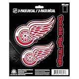NHL Detroit Red Wings Team Decal, 3-Pack