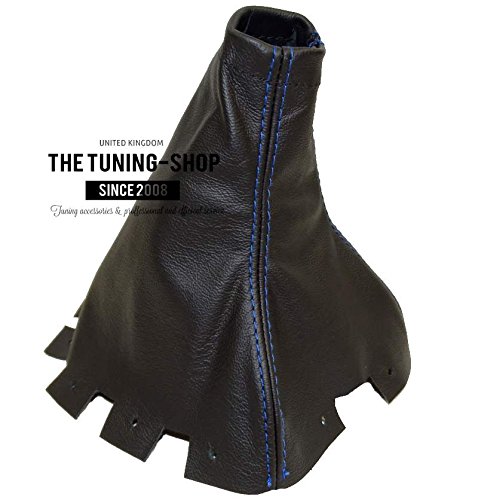The Tuning-Shop for Subaru Forester 2008-13 Shift Boot Black Genuine Leather Blue Stitching