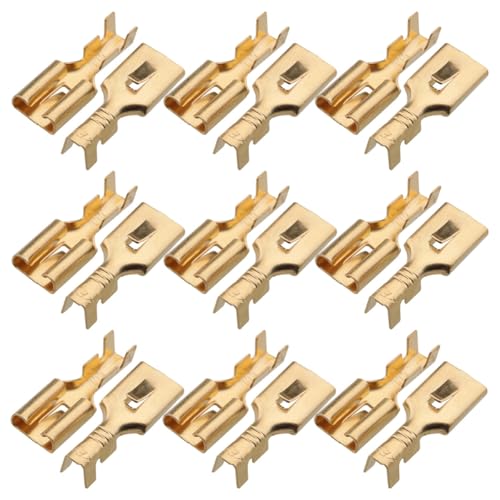 NULYLU 100pcs Auto Wire Connectors Copper Female Spade Quick Disconnect Terminals for Car Audio Speaker Electrical Wiring with Stable Audio Signal Transmission and Secure Connection