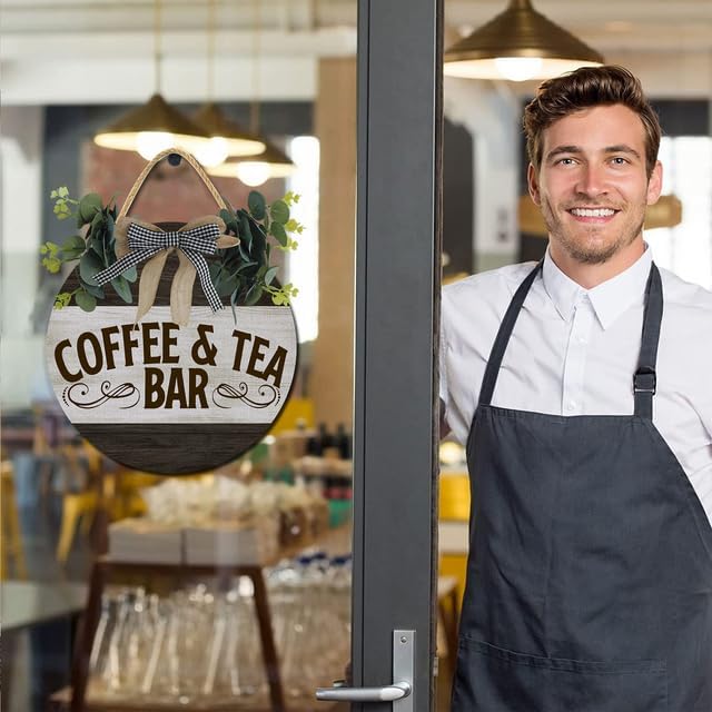 Miniatura 4 de Letreros vintage de café y té, letreros de madera para cafetera, placa de arte de pared, regalo de inauguración de la casa, 11 pulgadas