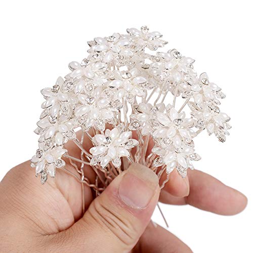 Yantu Womens Flower Hair Pins Bridal Wedding Hair Pin With Crystal (Pack Of 20) (Big Flower 1) #TOP1