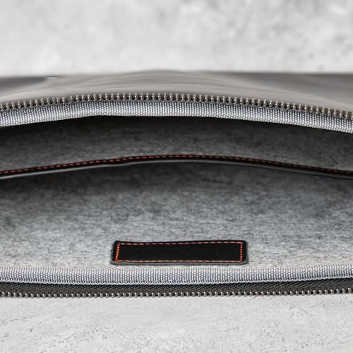 Funda de piel auténtica de 14 para MacBook con forro de lana negra 7