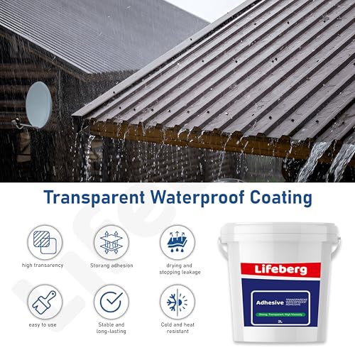 Image of 2Kg /2L Transparent Waterproof Glue with Brush Transparent Resin Epoxy for Roof Leakage Crack Seal Agent Roof Water Leakage Solution Water Proof Glue for Waterproofing
