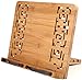 Yomiro Soporte de Libro de Bambú, Soporte de Bambú Plegable, 5 Alturas Ajustables Atril para Libros y Soporte de Tablets-para iseño Elegante para Libros, Cocinas, Recetas, iPad-Bookrest Ideal