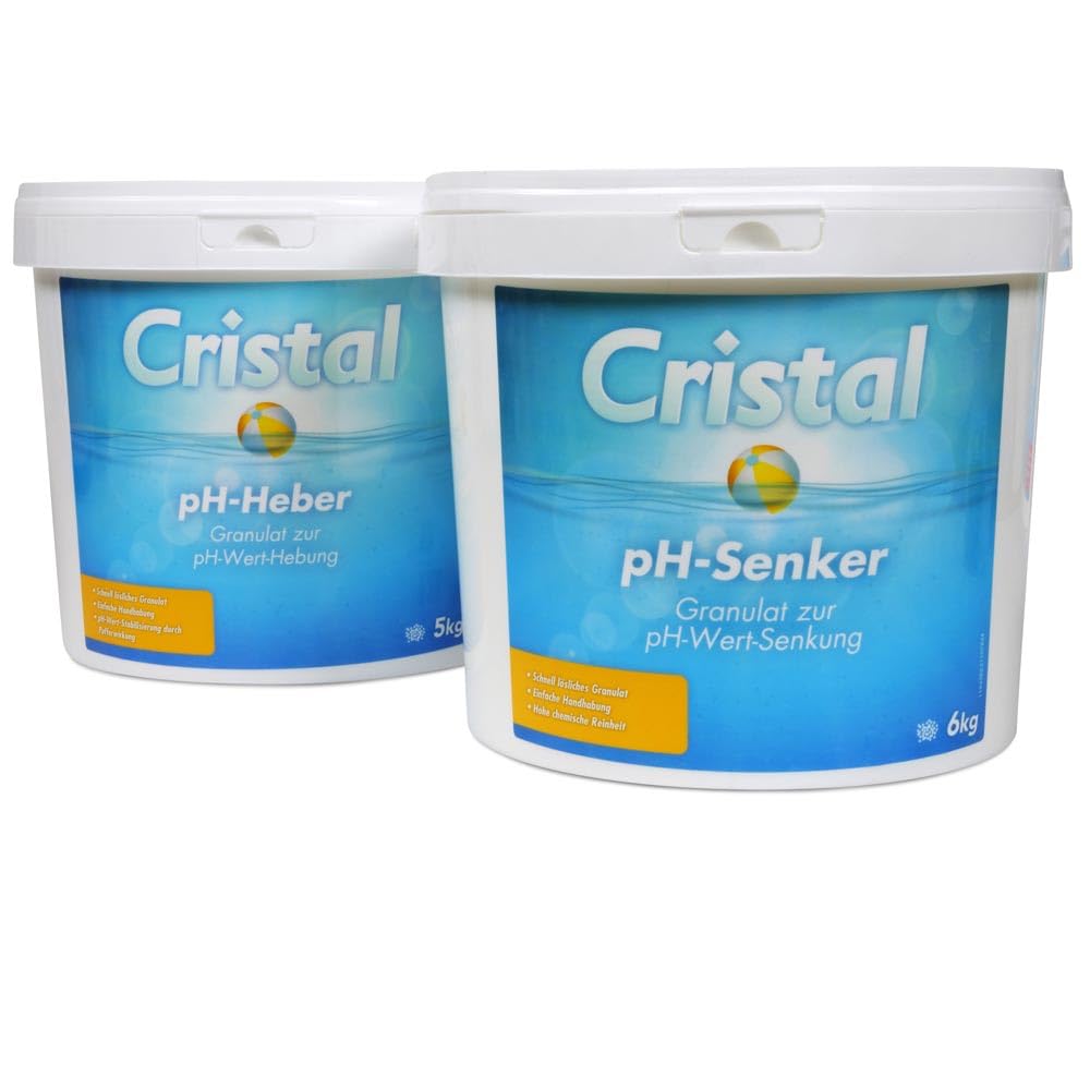 CRISTAL pH-Heber & pH-Senker Set 11 kg – Komplettlösung für perfekte Wasserpflege – Für Pools & Whirlpools – Einfache Anwendung