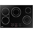 30 Inch Electric Cooktop 5 Burners,3000 Watt Dual-Ring Burner for Quick Boil,Shatterproof Glass, Keep Warm Setting, 9 Heating Level,9000W, Drop-in Electric Stove Top,Gloss Black