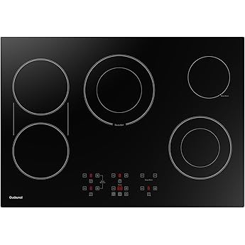 30 Inch Electric Cooktop 5 Burners,3000 Watt Dual-Ring Burner for Quick Boil,Shatterproof Glass, Keep Warm Setting, 9 Heating Level,9000W, Drop-in Electric Stove Top,Gloss Black