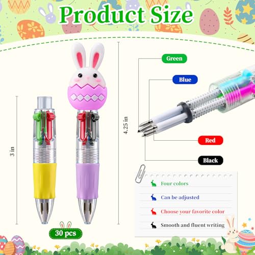 Image of CZWZ 30Pcs Mini Multicolor Pens in One 4-in-1 Cute Pens Bulk for Kids, Ballpoint Pen for Birthdays and Children's Parties, Fun Gifts Assorted Ink Kawaii Pen(Easter)