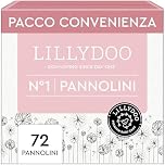 Pannolini LILLYDOO delicati sulla pelle - taglia 1 (2+ kg), pacco scorta (72 unità), protezione contro le fuoriuscite, morbidi, senza profumi & lozioni e dermatologicamente testati