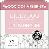 Pannolini LILLYDOO delicati sulla pelle - taglia 1 (2+ kg), pacco scorta (72 unità), protezione contro le fuoriuscite, morbidi, senza profumi & lozioni e dermatologicamente testati