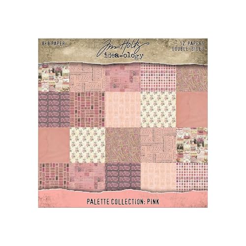 Tim Holtz Idea-Ology Pink Palette 8x8 Papers Collection 12 Double-Sided Sheets