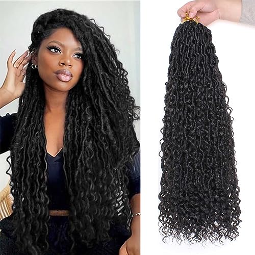 Xtrend 24Inch 8 Packs River Faux Locs Crochet Hair 12Strands/pack Wavy With Curly Hair Pre-looped...