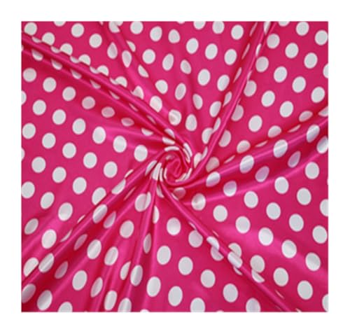Tissu à pois rose anti-plis en satin de polyester souple pour couture facile