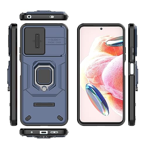 Image of CamShield Pro Case with Slide Camera Protection and 360 Protection Ring Stand Bumper Back Case Cover for Mi Redmi Note 12 / Note 12 4G (Blue)