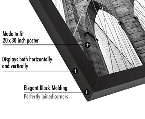 Americanflat 20x30 Poster Frame with Polished Plexiglass - Black Picture Frame - Wide Photo Frames Made of Engineered Wood for Vertical or Horizontal Wall Display - Epic Collection - Black
