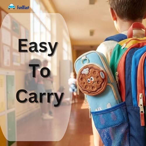 Image of FunBlast Pencil Pouch for Kids, Girls - Large Capacity Multipurpose Stationery Zipper Pouch with Coin Pouch for Kids & Adults, Kawaii Aesthetic Pencil Case Organizer, Cute School Supply Bag (SkyBlue)