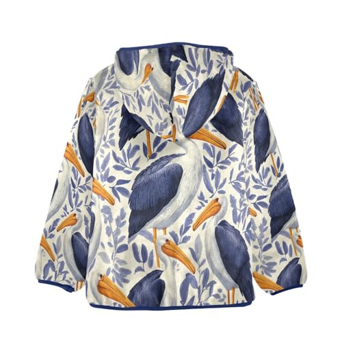 Birds with Orange Beaks Toddler Fleece Jacket Girl Boys Hooded Fleece Jacket Coat Warm Outwear Zip-up 3-10T2