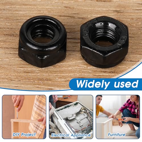 Bewudy 576695_1_I9GFWDKH 50 Pcs Hex Lock Nuts, Black Zinc Plated Nylon Lock Nuts, 304 Stainless Steel Locknuts, Inserted Hex Self Clinching Nuts Carbon Steel Nylon Insert Self Locking Nuts thumb #3