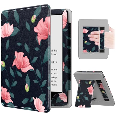 Image of MoKo Case for 7 inch /6.8 inch Kindle Paperwhite(12th /11th Gen-2024 /2021) and Kindle Paperwhite Signature Edition,Slim PU Shell Cover Case with Auto-Wake /Sleep for Kindle Paperwhite 2024, Black & Pink