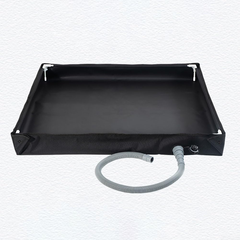 Base doccia pieghevole, piatto doccia portatile, base doccia pieghevole da campeggio, piatto doccia portatile con tubo di scarico, 80 x 80 x 10 cm, tessuto Oxford + PVC (nero)