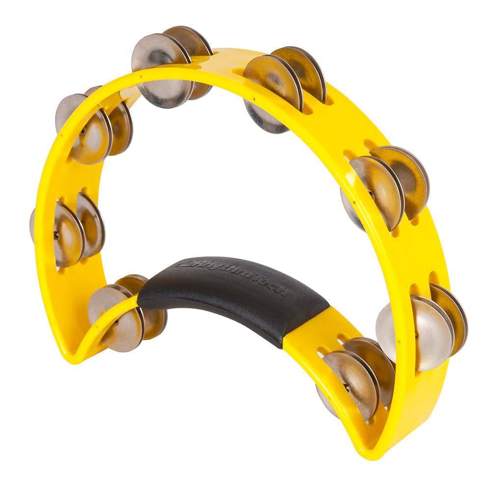 Rhythm Tech - Tamburello a mezzaluna, con cimbalini, colore: Giallo