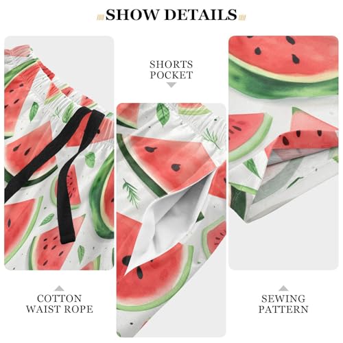 ALAZA Watercolor Watermelon Men's Pajama Shorts with Pockets4