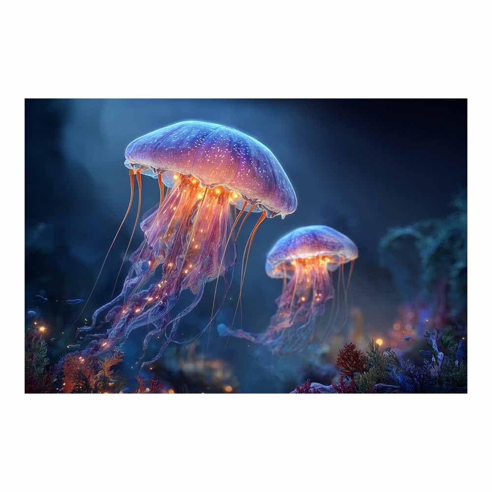 HUYEEI marine animals Canvas Wall Art Jellyfishs drift Canvas Prints Posters Modern Artwork for Livings Room Bedroom Bathroom Home Office(blue)-60x90cm Unframed