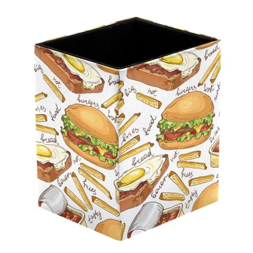 VAPOKF Porte-crayons pour bureau, hamburger, pain, frites et sauces, pot à stylos, pinceaux de maquillage, organisateur de fournitures de bureau pour la maison et le bureau