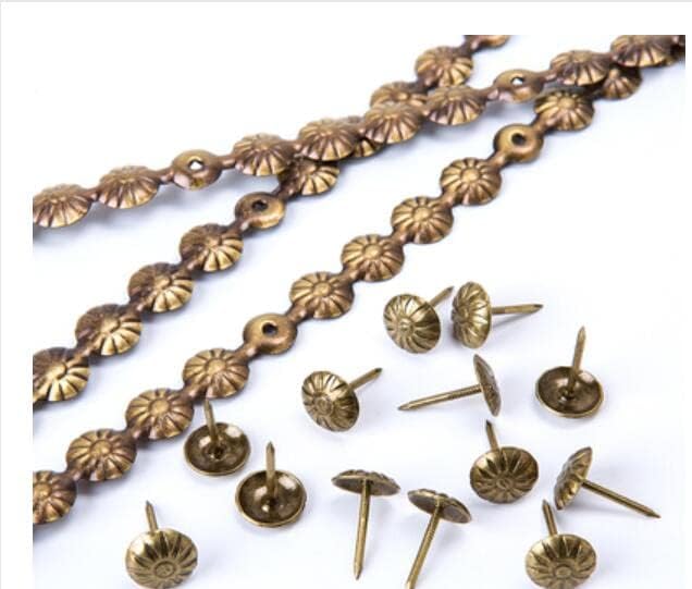 20Meter Upholstery Nail Tack Strips 11mm Bronze Decorative Furniture Nail Trims Tapes, Upholstery Tacks Sofa Bedside Black Tap - (Color: 20M Bronze Flower)