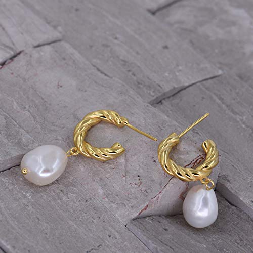 Baroque Pearl Earrings [18K Gold Plated - .925 Sterling Silver] - Vintage/Art Deco/Gala/Evening Wear/Elegant/Ballroom/Bridal #TOP4