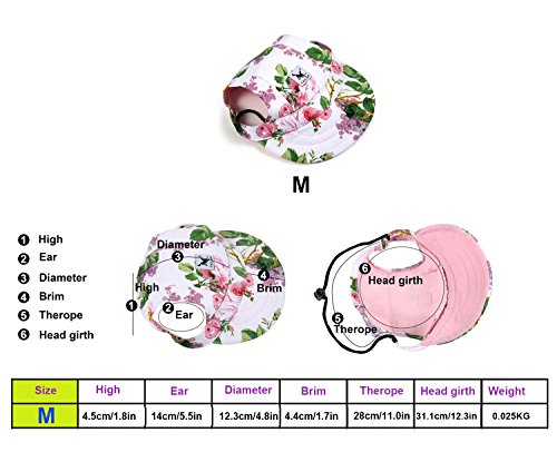 Cade Flower Pattern Nylon Baseball Cap/Dogs Hat/Visor Cap with Ear Holes for Small Dogs (Floral Print-M)