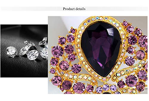 Image of Wedding Bridal Big Crystal Rhinestone Bouquet Brooch Pin for Women (gold)